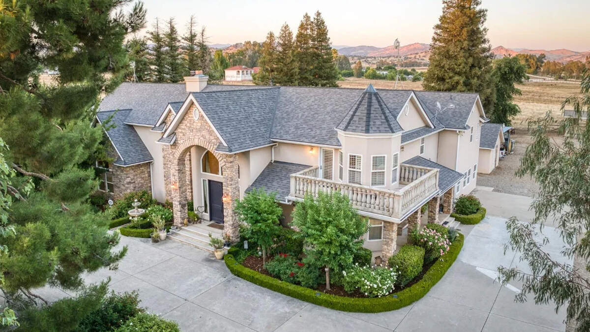 This six-bedroom, five-bath, 6,587 square-foot home in Clovis is listed at $2,250,000. It is described as a European-inspired estate set on expansive acreage with views of the surrounding countryside and hills. This six-bedroom, five-bath, 6,587 square-foot home in Clovis is listed at $2,250,000. It is described as a European-inspired estate set on expansive acreage with views of the surrounding countryside and hills.
